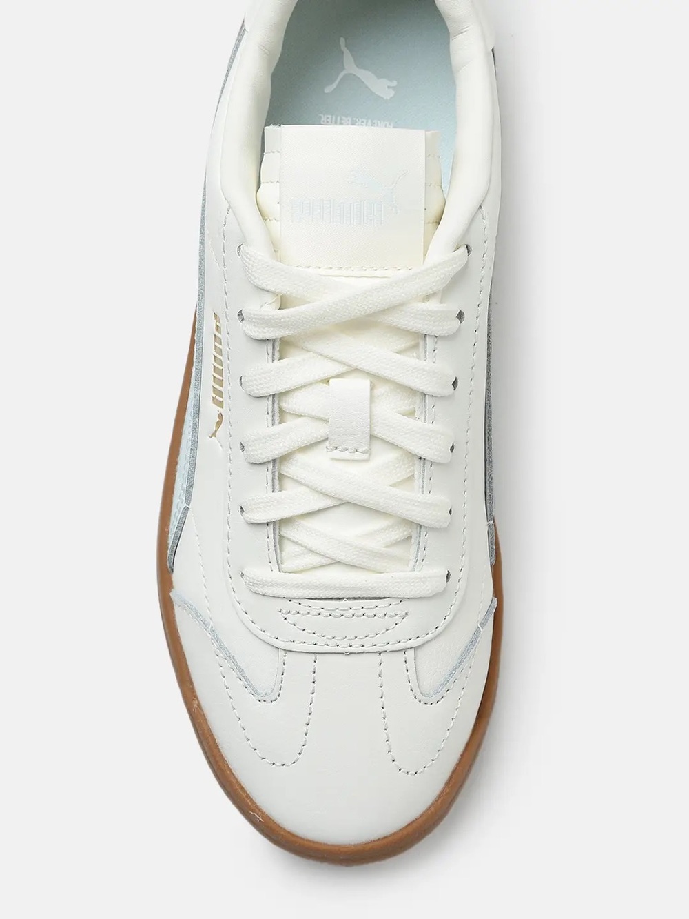 Puma White Sneaker with Light Blue Stripe and Gum Sole - Picture 8 of 10